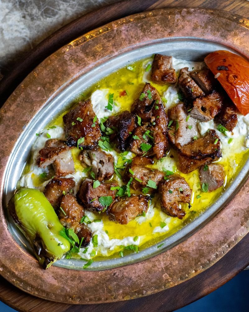 Ali Nazik — grilled lamb over smoked aubergine and yoghurt