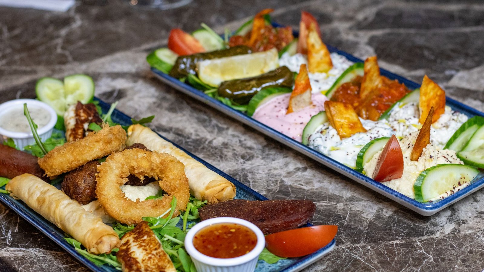 A mixed hot meze platter at Turkoman Bar & Grill