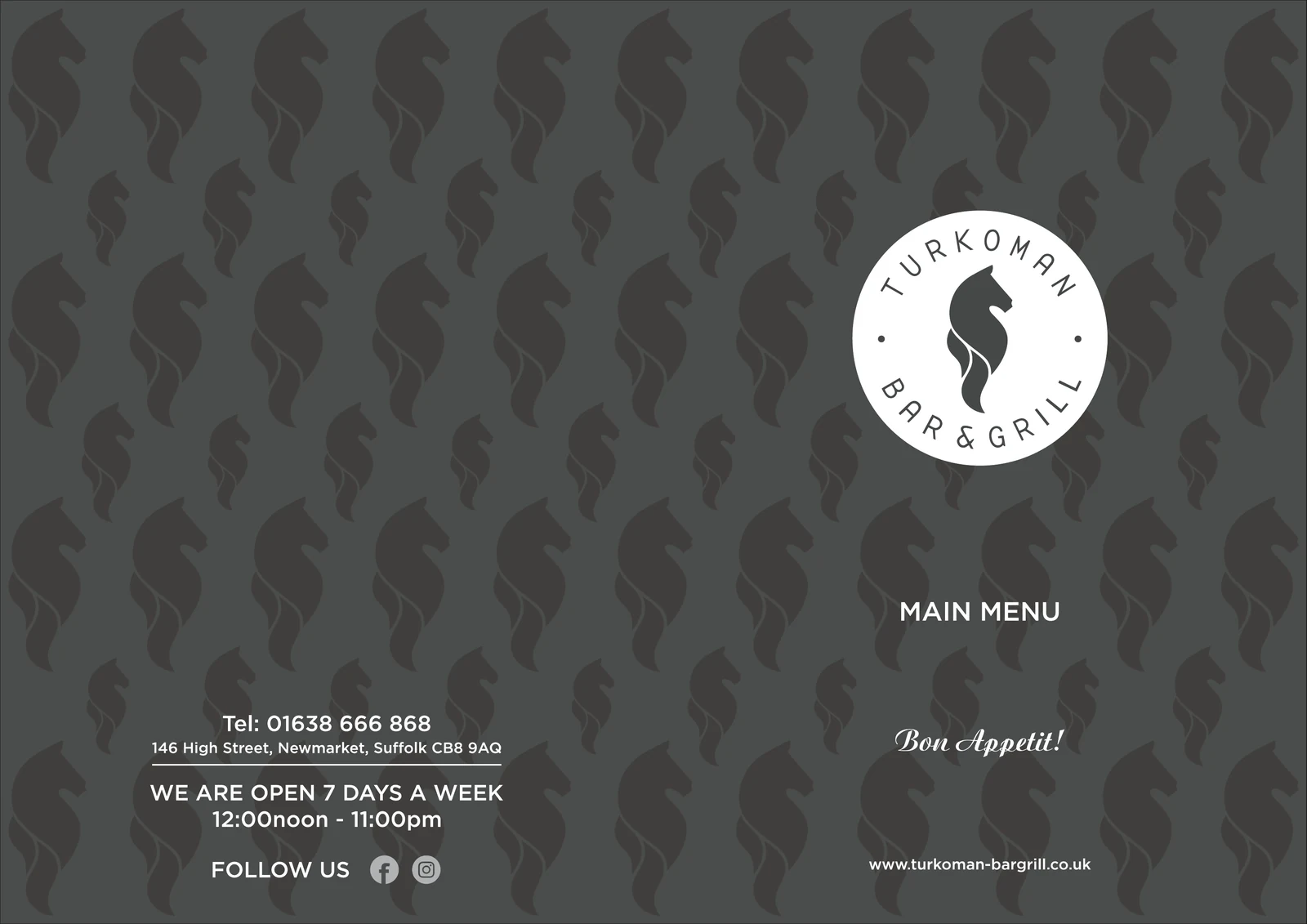À La Carte Menu, page 1 of 2